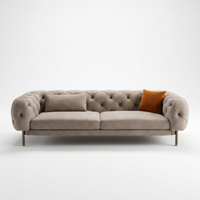Sofa 3 Sitzer luxuriöse Beige Polster Sofas Design Kunstleder neu Modern