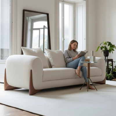 Sofa 3 Sitzer Weiß Hochwertig Polster Sofas Design Textil neu Modern