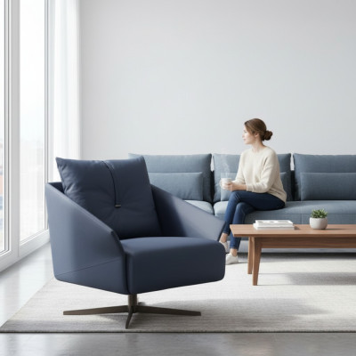 Sessel Sitzer Wohnzimmer blau Modern Design Luxus Sitzmöbel Relax Club neu