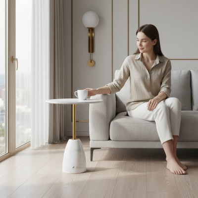 Couchtisch Luxus Design MarmorTisch Beistell Tische Wohnzimmer Rund neu
