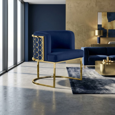 Modern Stuhl Ess Zimmer Club Stühle Polsterstuhl Blau Sessel Neu Lounge