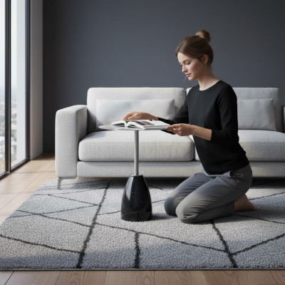 Runder Grau Beistelltisch Couchtisch Schlafzimmer Kommode Tische Konsole