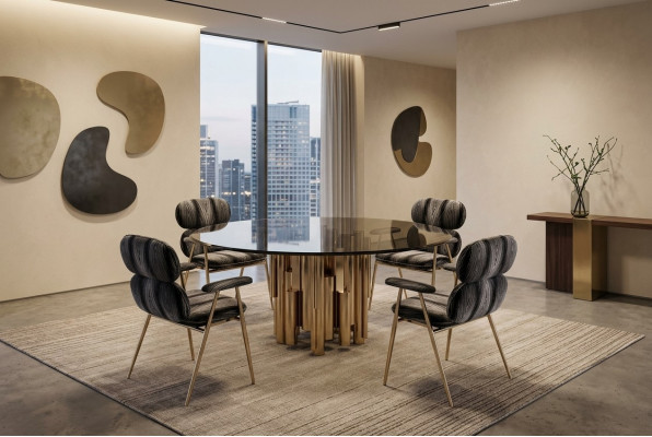 Designer Tisch Gold Esszimmertisch Rund Glas Rund Tische Moderner luxuriöse