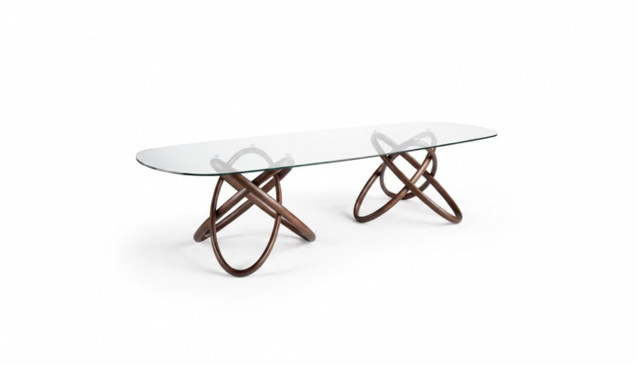 Designer Moderner Esszimmer Tisch Luxus Ovaler Glastisch Glas Möbel Neu