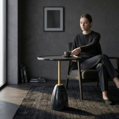 Marmor stilvolle Schwarz Beistelltisch Tisch luxuriöse modern Couchtisch Tische