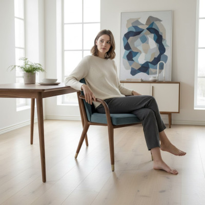 Designer Blauer Esszimmerstuhl Esszimmer Möbel Küchenstuhl Lehnstuhl
