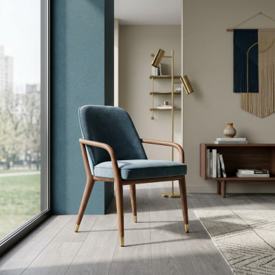 Designer Blauer Esszimmerstuhl Esszimmer Möbel Küchenstuhl Lehnstuhl