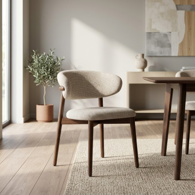 Esszimmerstuhl Stuhl Küchenstuhl Lehnstuhl Holz Stoff Modern Grau Stuhl