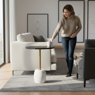 Luxuriöser Marmor Tisch Wohnzimmer Möbel Rundes Design Couchtisch Stil