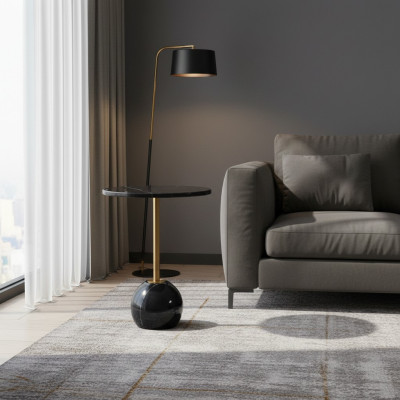 Schwarz-Goldener Beistelltisch Moderne Wohnzimmer Marmor Couchtische