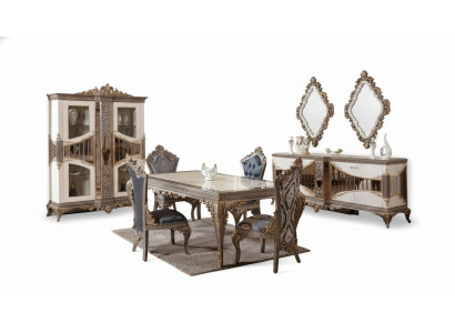 Luxuriöse Weiße Esszimmer Garnitur Esszimmer Möbel Tisch Stühle Spiegel