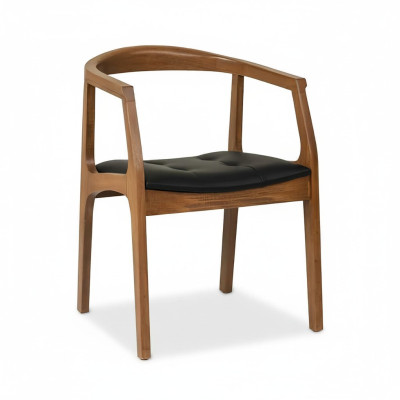 Stilvoller Holzstuhl Esszimmerstühle Brauner Einsitzer Luxus 1-Sitzer Sessel