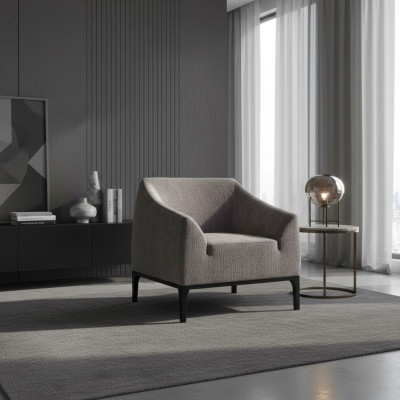 Grauer Wohnzimmer Sessel Polstersessel Einsitzer Moderner Relaxsessel