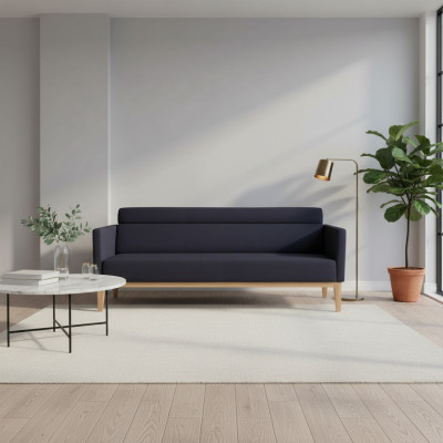 Schwarzer Dreisitzer Luxus 3-Sitzer Couch Designer Polstersofa Holzfüße