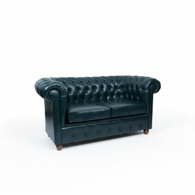 Dunkelblauer Chesterfield Zweisitzer Modernes Sofa 2-Sitzer 2-er Sofa
