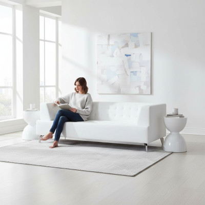 Weißer Zweisitzer Luxus Sofa Moderner 2-Sitzer Clubsofa Lounge Couch Neu