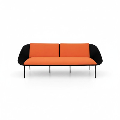 Schwarz-Oranger Dreisitzer Luxus 3-Sitzer Polster Couch Textil 3-er Neu