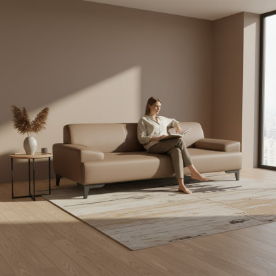 Brauner Zweisitzer Wohnzimmer Polster 2-Sitzer Moderner 2-er Couch Neu