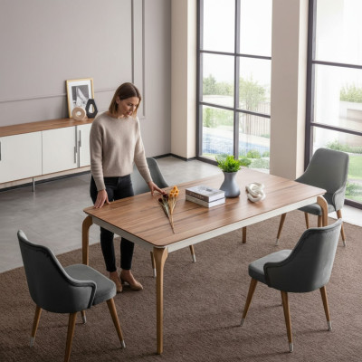 Luxus Esszimmer Set Esstisch 6x Stühle 7 tlg Modern Tisch Essgruppe neu