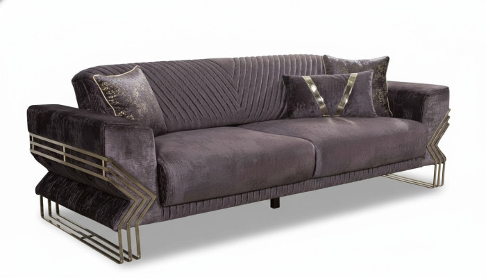 Moderner Lila Dreisitzer Designer Couch Polster Sofa Wohnzimmer 3-Sitzer