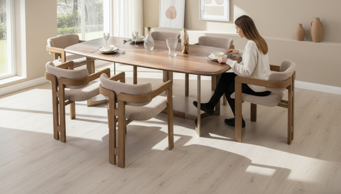 Braune Esszimmer Garnitur Designer Polsterstühle Esstisch Essgruppe
