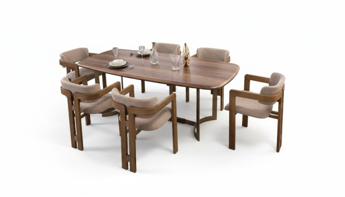 Braune Esszimmer Garnitur Designer Polsterstühle Esstisch Essgruppe