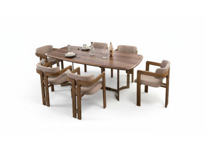 Braune Esszimmer Garnitur Designer Polsterstühle Esstisch Essgruppe