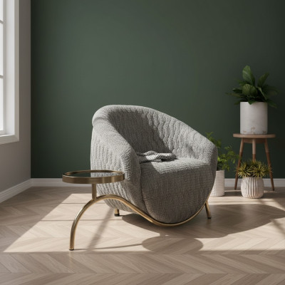 Grauer Polster Einsitzer Wohnzimmer Designer Clubsessel Edler 1-Sitzer