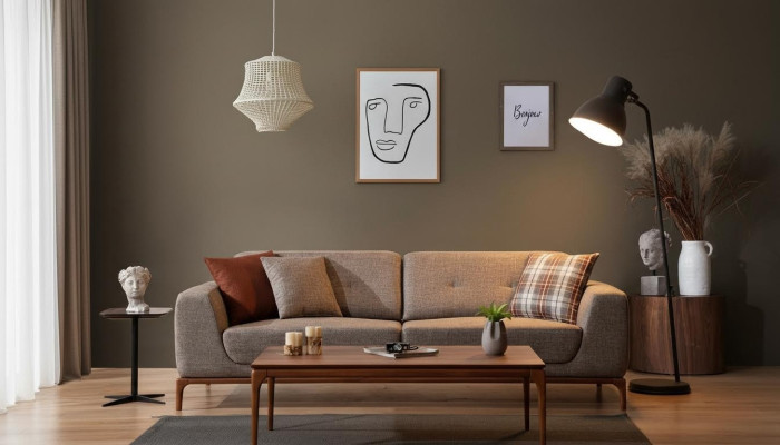 Sofa 3 Sitzer Polstersofa Grau Textill Sitz Design Stoff Modern Couch Sofas