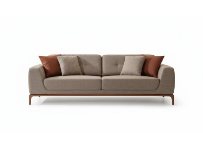 Sofa 3 Sitzer Polstersofa Grau Textill Sitz Design Stoff Modern Couch Sofas