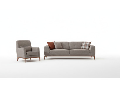 Luxus Sofagarnitur Sofa 3 Sitzer Sessel Stoff Modern Grau Modern Set neu