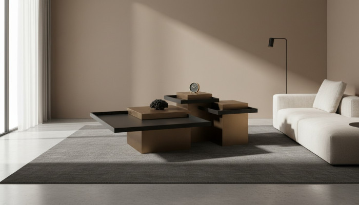 Modernes Couchtisch-Set Wohnzimmer Luxus Möbel 3x Holz Beistelltische