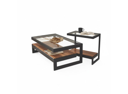 Exklusives Couchtisch-Set Beistelltisch Glastisch Wohnzimmer Kaffeetisch
