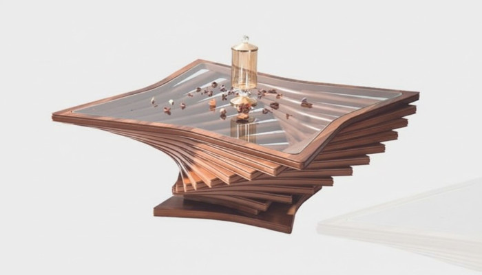 Exklusiver Goldener Couchtisch Wohnzimmer Sofatisch Edler Glastisch