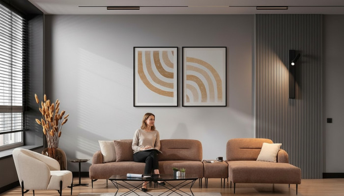 Braun-Beige Wohnzimmer Sitzgarnitur Ecksofa Wohnlandschaft Sessel 2tlg