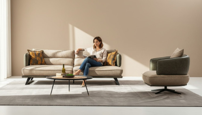 Luxus Sofagarnitur Sofa 3 Sitzer Sessel Stoff Modern Mehrfarbig Modern Set neu