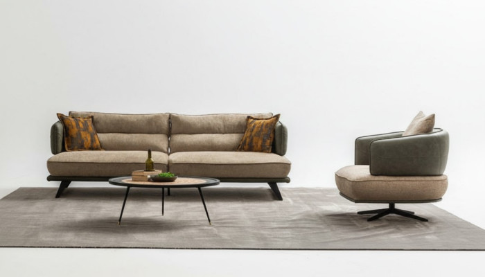 Luxus Sofagarnitur Sofa 3 Sitzer Sessel Stoff Modern Mehrfarbig Modern Set neu