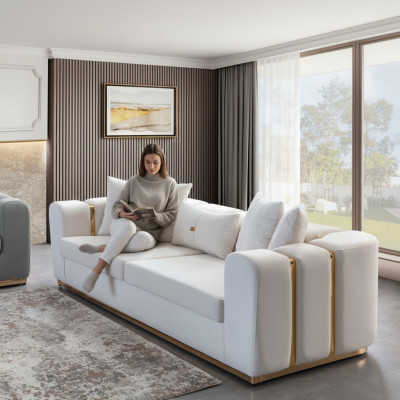 Exklusiver 4-Sitzer Designer Polster Sofas Luxuriöse Wohnzimmer Möbel