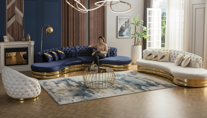 Moderne Chesterfield Sofagarnitur Luxuriöser Viersitzer 3-Sitzer Sessel