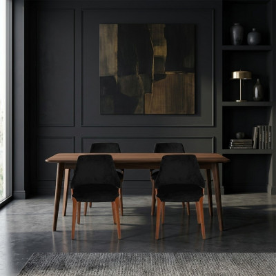 Luxus Esszimmer Schwarz 4x Stühle Modern Holz Möbel Stühle Design Einrichtung