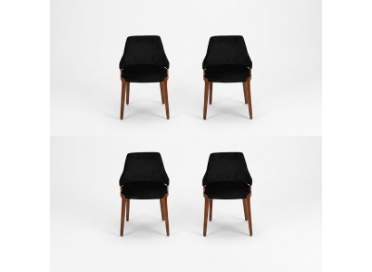 Luxus Esszimmer Schwarz 4x Stühle Modern Holz Möbel Stühle Design Einrichtung