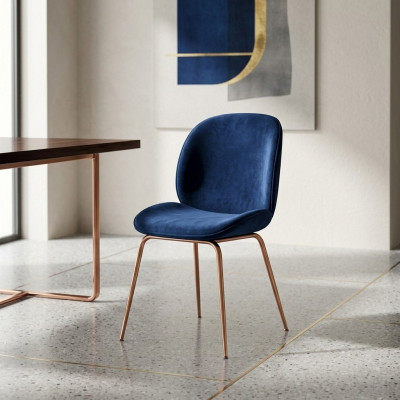 Gruppe Garnitur Blau Stühle 4x Stühle Set Textil Polster Sitz Esszimmer
