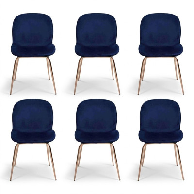EsszimmerGruppe Garnitur Blau Stühle 6x Stühle Set Textil Polster Sitz