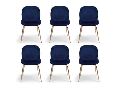 EsszimmerGruppe Garnitur Blau Stühle 6x Stühle Set Textil Polster Sitz