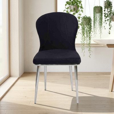 Schwarzer Edelstahlstuhl Designer Küchenmöbel Luxus Polster Lehnstühle