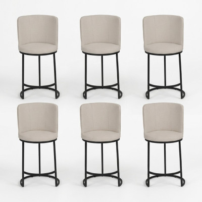 Barhocker 6x Barstuhl stilvoll Barmöbel Sitzhocker Design Stahlfüße neu