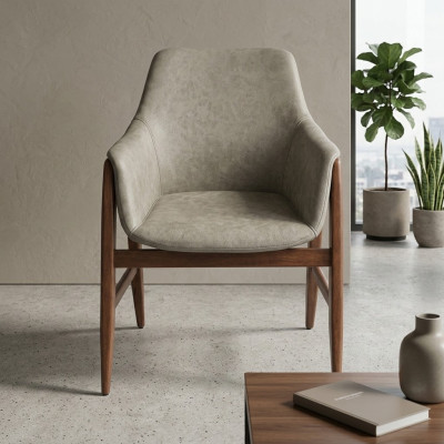 Esszimmerstuhl Stuhl Küchenstuhl Lehnstuhl Holz Stoff Modern Grau Stuhl
