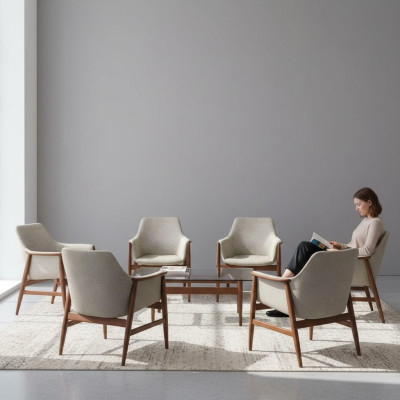 Modern Grau Stuhl Esszimmerstuhl 6x Stühle Küchenstuhl Lehnstuhl Holz Stoff