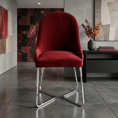 Roter Esszimmerstuhl Designer Küchenstuhl Luxuriöser Edelstahl Lehnstuhl