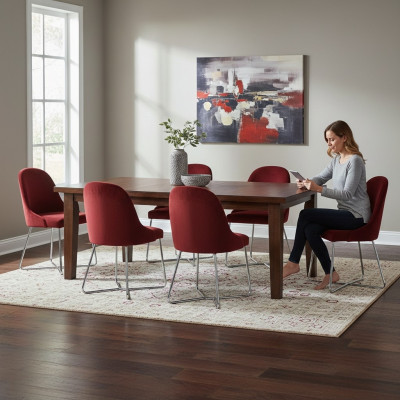 Modern Stühle Luxus Esszimmer Einrichtung Rot 6x Stühle Möbel Esszimmerstuhl
